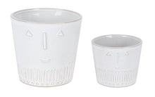 Load image into Gallery viewer, Porcelain Abstract Face Pot Planters (Set of 2) - White
