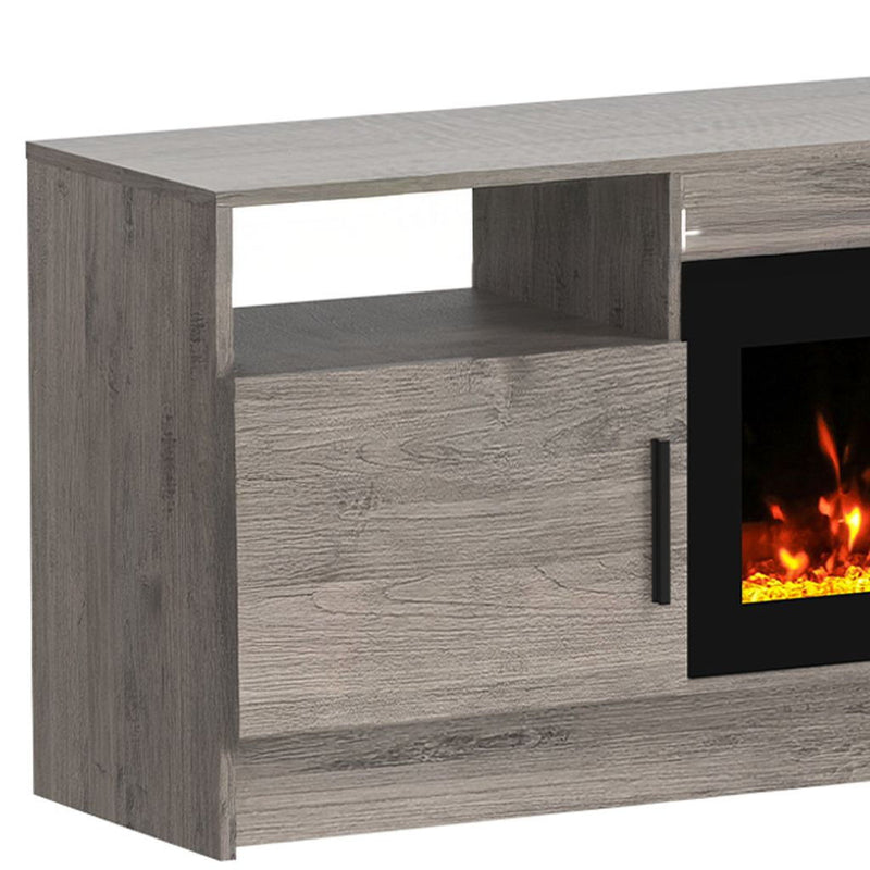 Wood Fireplace Entertainment Center With Fireplace - Gray