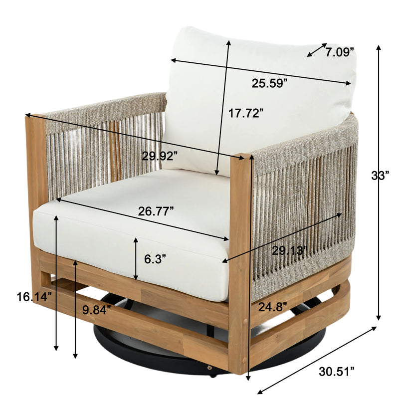Outdoor Swivel Base Chair & Cushions