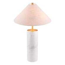 Load image into Gallery viewer, Metal Bedside Table Lamp With Beige Empire Shade - White
