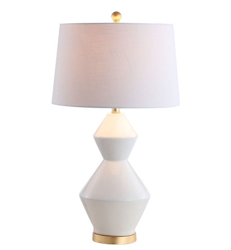 Novelty Bedside Lamp With Drum Shade - White / Gold