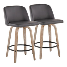 Load image into Gallery viewer, Toriano - Contemporary Fixed Height Counter Stool With Swivel &amp; Round Footrest (Set of 2) - White Washed / Gray
