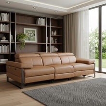 Load image into Gallery viewer, Top Grain Leather Reclining Metal USB Sofa (720330) - Chestnut
