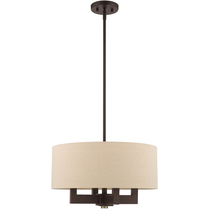 Four Light Dimmable Chandelier With Shades - Bronze