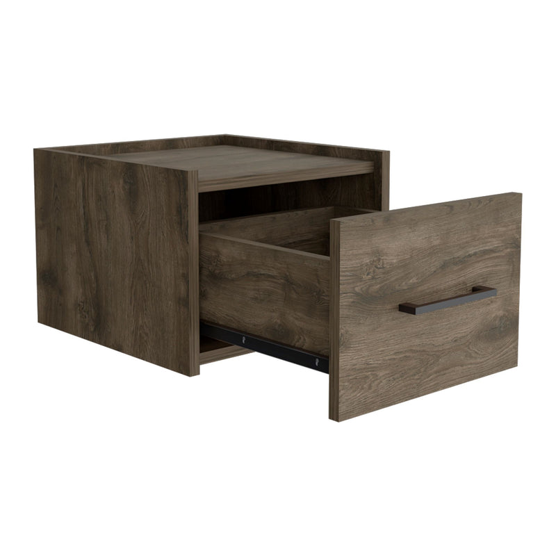 Wood One Drawer Floating Nightstand (734197) - Brown