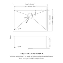 Load image into Gallery viewer, 28" Undermount Kitchen Sink 16 Gauge 10" Deep Single Bowl - Gunmetal Black

