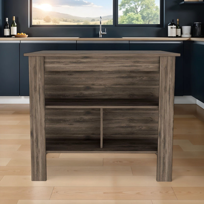 41" Island For Kitchen With Storage - Brown