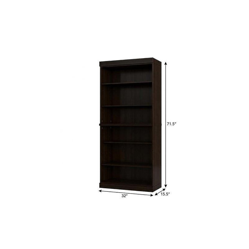 Adjustable Six Tier Library Bookcase - Espresso