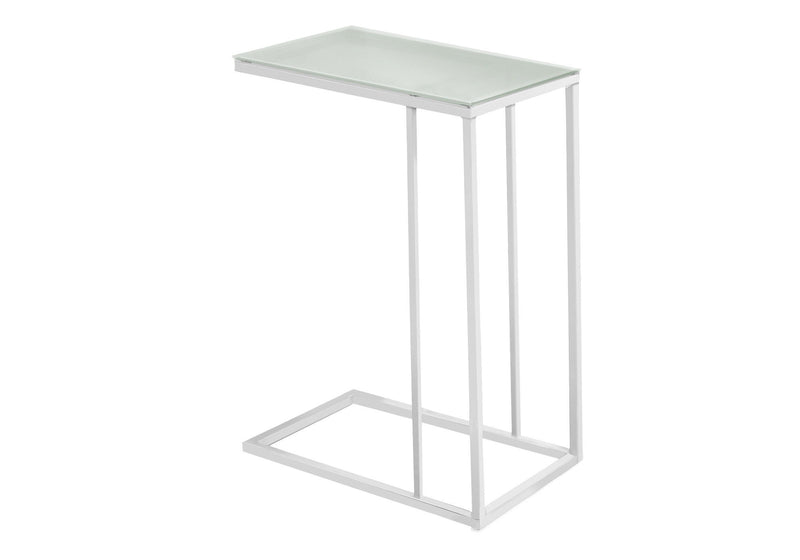 Metal Tempered Glass Accent Table - White
