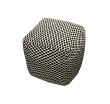 Load image into Gallery viewer, Wool Cube Geometric Pouf Ottoman - Black And Ivory
