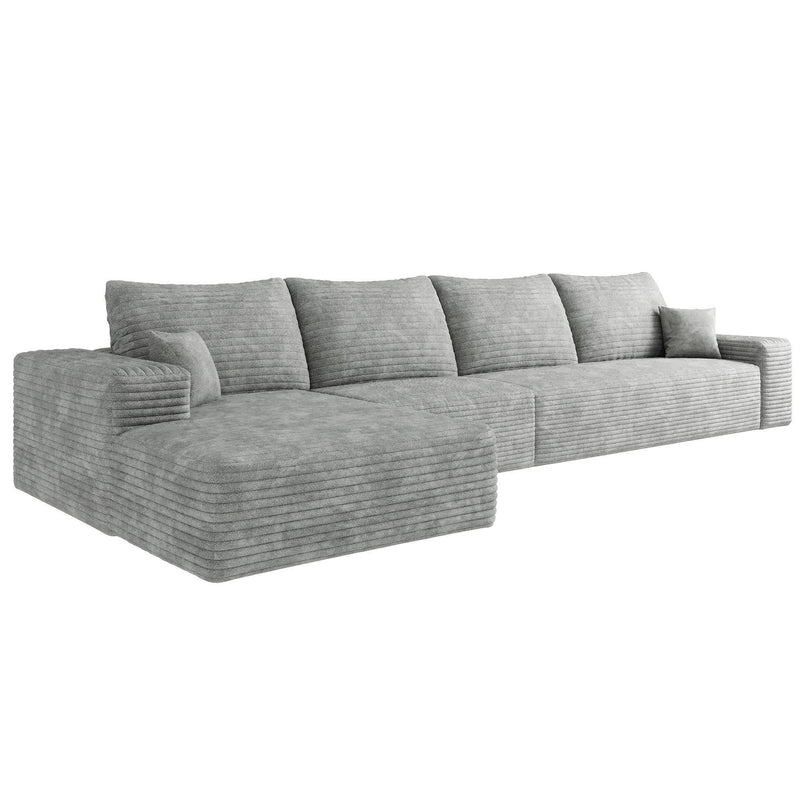 Corduroy Modular L Shaped Sofa And Chaise Sectional (762679) - Gray