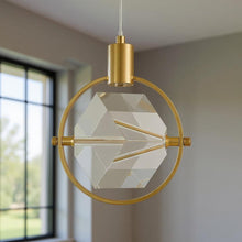 Load image into Gallery viewer, Geometric Three Light Dimmable Metal Chandelier With Clear Shades - Gold
