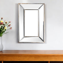 Load image into Gallery viewer, 18" Beveled Glass Framed Accent Mirror - Silver
