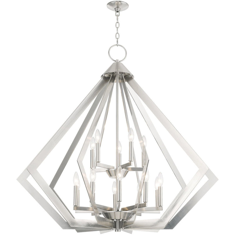 41" Multi Light Dimmable Chandelier With Shades - Nickel