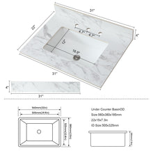 Load image into Gallery viewer, Elegant Sintered Stone Bathroom Vanity Top With Rectangular Undermount Ceramic Sink
