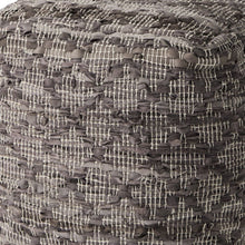 Load image into Gallery viewer, Cotton Leather Geometric Cube Pouf Ottoman - Brown / Gray
