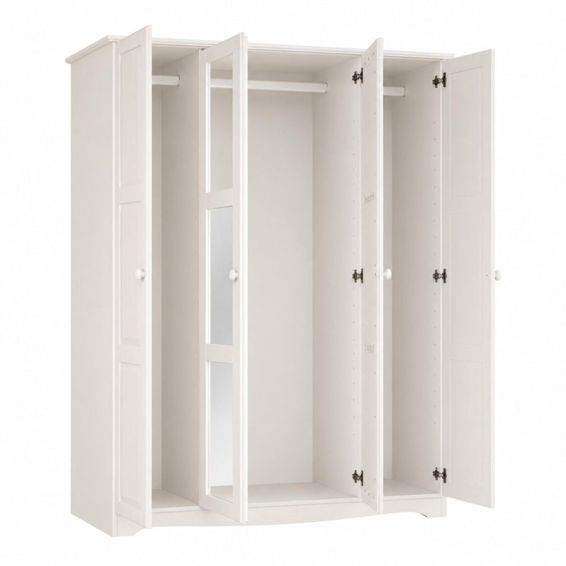 Solid Wood Mirrored Four Door Combo Dresser (765067) - White