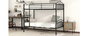 Twin Over Twin Metal Bunk Bed,Divided into Two Beds(Black){OLD SKU:MF280424AAB}