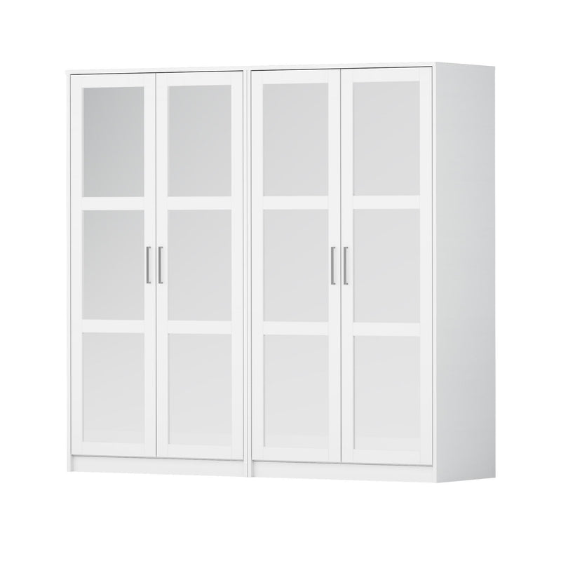 Solid Wood Mirrored Four Door Combo Dresser (765111) - White