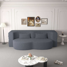 Load image into Gallery viewer, Modern Floor Sofa, With 2 Pillows, Convertible Teddy Fabric Foam Filled Bed
