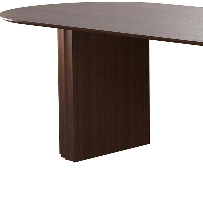 86'' Solid Wood Double Pedestal Base Oval Dining Table - Walnut