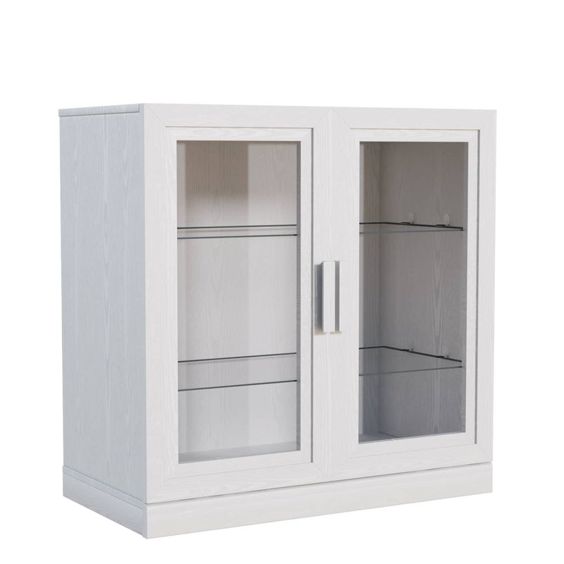 Wood Accent Cabinet With Two Doors - White
