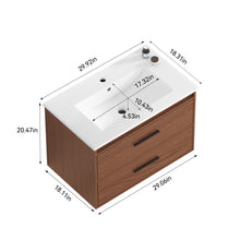 Load image into Gallery viewer, Wall Mounting Bathroom Vanity With Soft Close 2 Drawer, Sink - Reddish Brown
