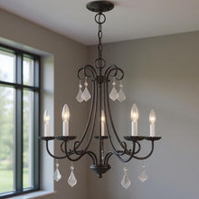 Load image into Gallery viewer, 22" Five-Light Dimmable Chandelier With Shades - Bronze
