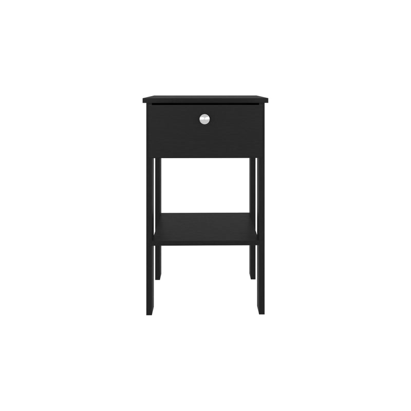 Wood One Drawer Nightstand - Black