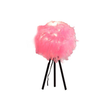 Load image into Gallery viewer, Tripod Table Lamp With Pink Faux Feather Shade - Black
