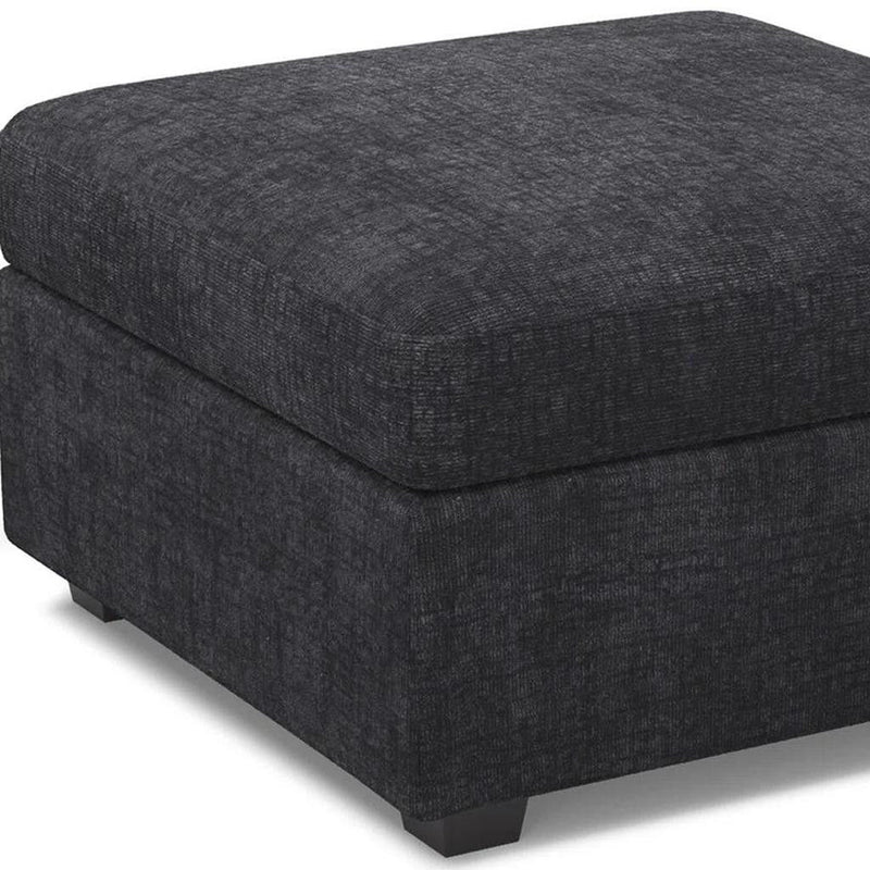 Chenille Storage Ottoman (714360) - Gray / Black