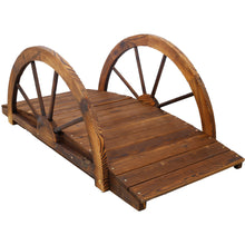 Load image into Gallery viewer, Wooden Garden Bridge Arc Footbridge With Half Wheel Railings Solid Fi - Brown
