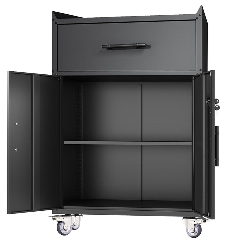 Rolling Metal Tool Storage Cabinet, Lockable Garage Storage Cabinet, Locking Metal Storage Cabinet With Wheels, Rolling Tool Chest, Assembly Required - Black