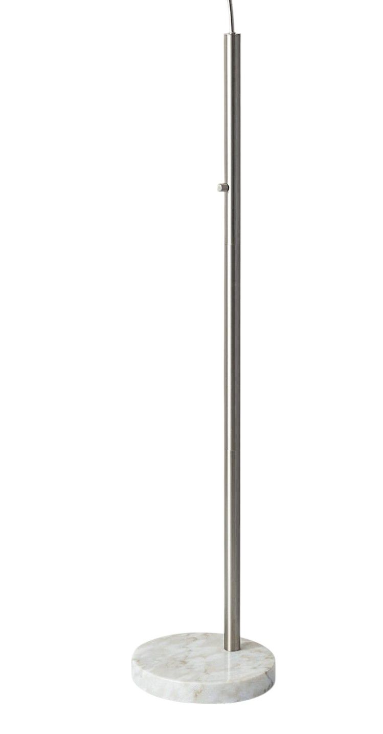 Reading Nook Floor Lamp Arc Arm Adjustable Gray Fabric Shade - Brushed Steel