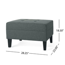 Load image into Gallery viewer, Classic Fabric Ottoman With Birch Wood Legs And High Quality Foam Padding - Charcoal
