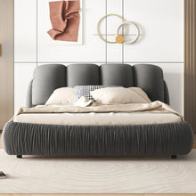 Load image into Gallery viewer, King Size Luxury Upholstered Bed with Thick Headboard, Velvet King Bed with Oversized Padded Backrest, Gray(Expect Arrive date 2024/3/15)
