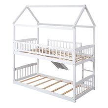 Load image into Gallery viewer, Twin Over Twin Bunk Bed with Slide, House Bed with Slide, White(OLD SKU: LT000213AAK)
