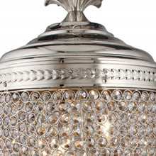 Load image into Gallery viewer, Unique Statement Three Light Metal And Crystal Glass Chandelier With Shades - Silver

