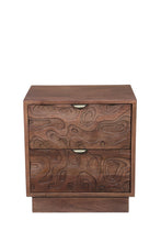 Load image into Gallery viewer, 26" Solid Wood Carved Abstract Two Drawer Nightstand - Brown
