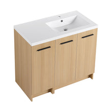 Load image into Gallery viewer, Wall Mounted Floating Bathroom Vanity With Sink, 3 Door Modular Cabinet
