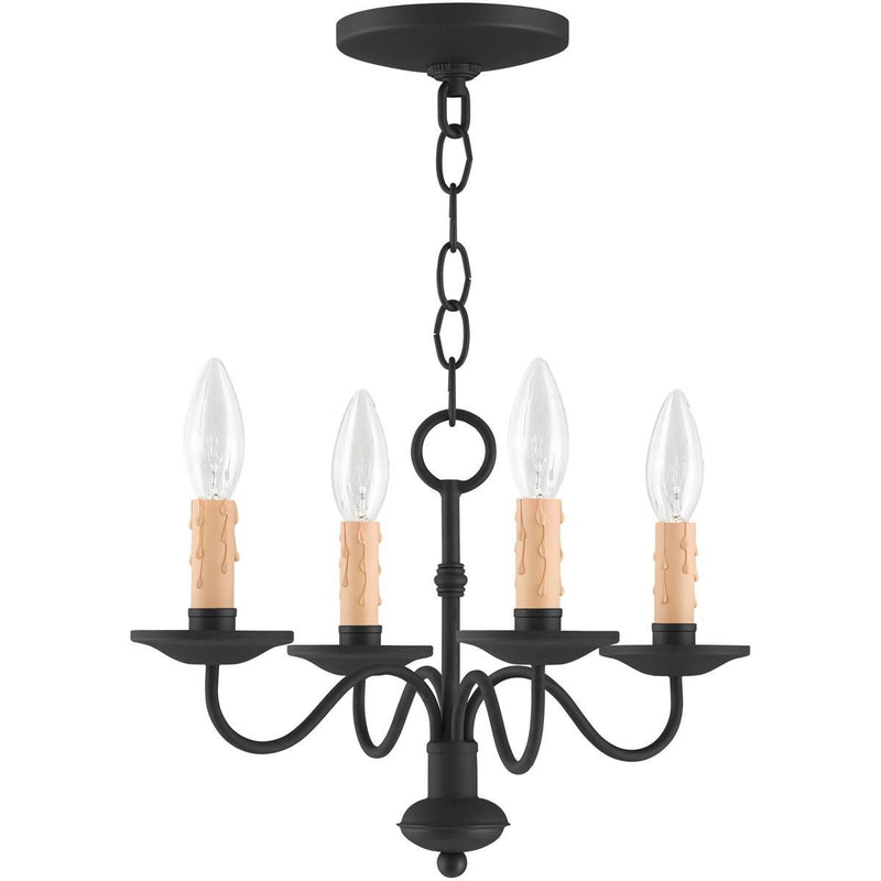 9" Four Light Dimmable Chandelier With Shades - Black