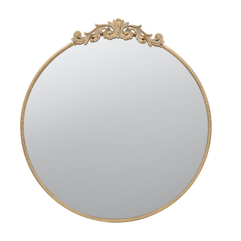 39" Crowned Top Iron Framed Accent Mirror - Gold