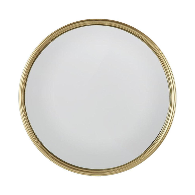 10" Round Iron Textured Framed Accent Mirror - Gold