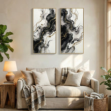 Load image into Gallery viewer, Large Framed And Abstract Wall Art, Minimalist Canvas Prints (Set of 2) - White / Black
