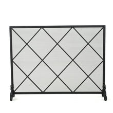Load image into Gallery viewer, Minimalist Single Panel Iron Fireplace Screen With Diamond Design
