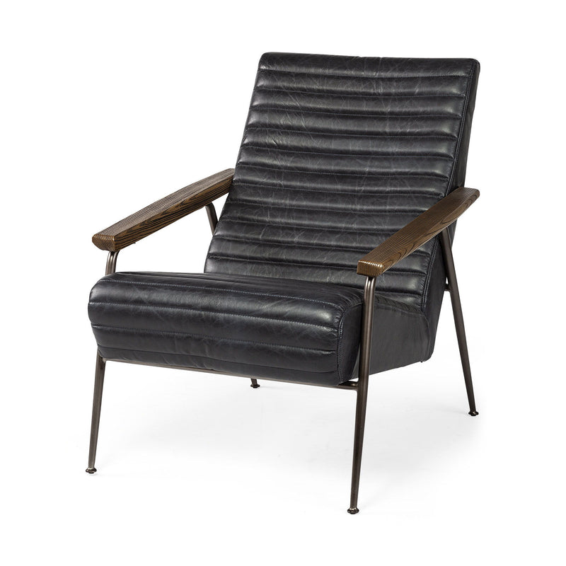 Faux Leather Lounge Chair - Black And Brown