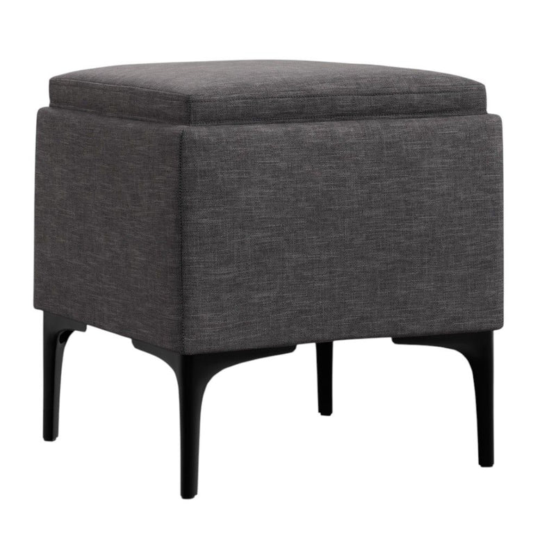 18" Upholstery Storage Ottoman - Black / Slate Gray
