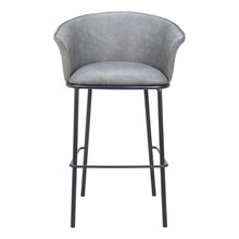 Load image into Gallery viewer, Faux Leather And Steel Bar Height Bar Chair - Gray And Black
