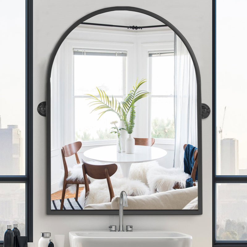 36" Arch Framed Metal Accent Mirror - Black
