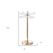 Load image into Gallery viewer, Bedside LED Lamp With Clear Acrylic Novelty Wavy Shade - Gold
